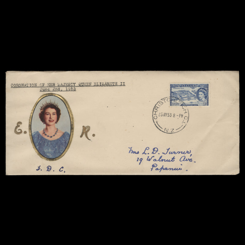 New Zealand 1953 Coronation first day cover, CHRISTCHURCH CI