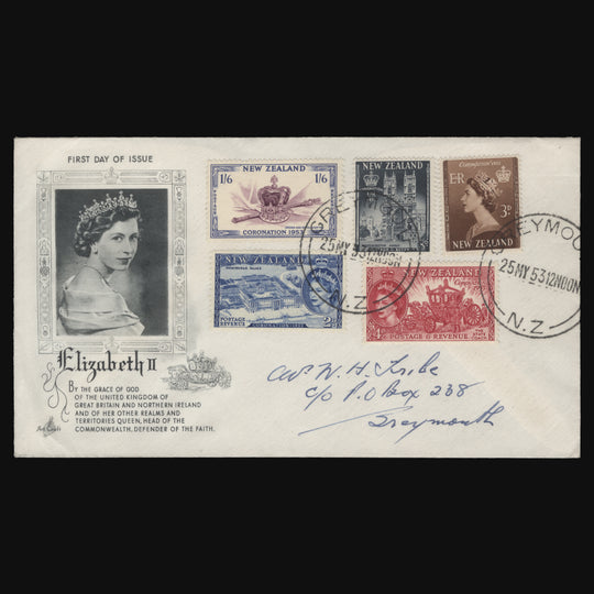 New Zealand 1953 Coronation first day cover, GREYMOUTH