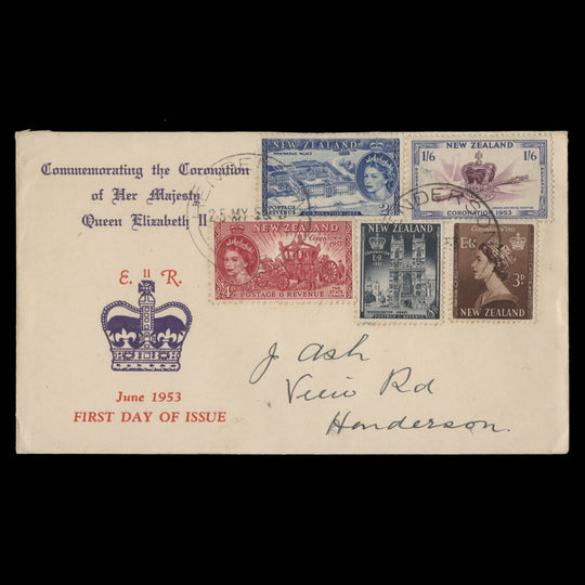 New Zealand 1953 Coronation first day cover, HENDERSON