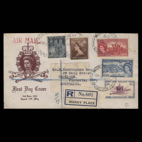 New Zealand 1953 Coronation first day cover, MORAY PLACE