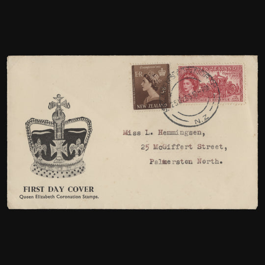 New Zealand 1953 Coronation first day cover, PALMERSTON NORTH