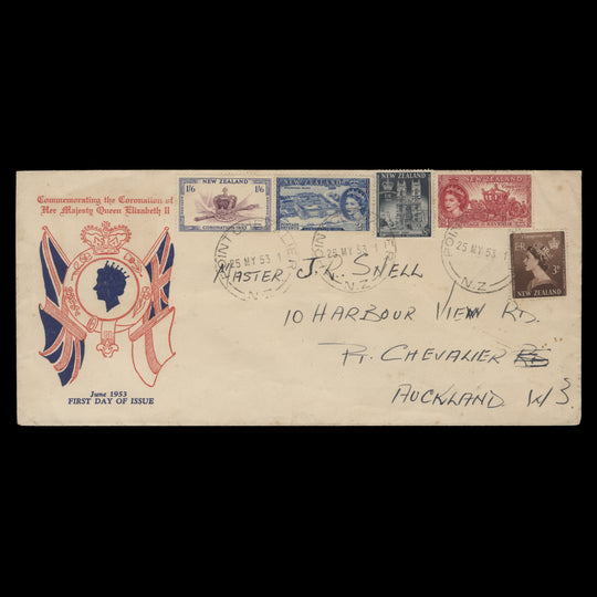 New Zealand 1953 Coronation first day cover, POINT CHEVALIER