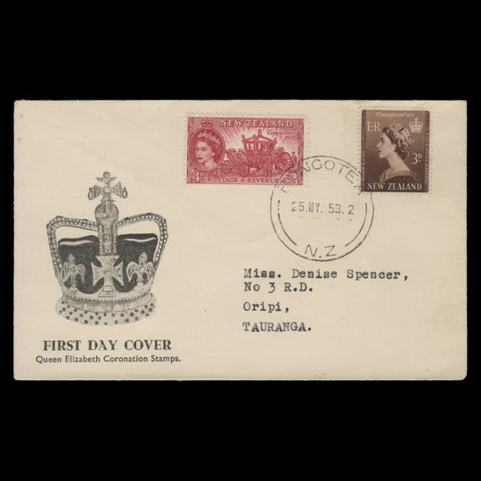New Zealand 1953 Coronation first day cover, RONGOTEA