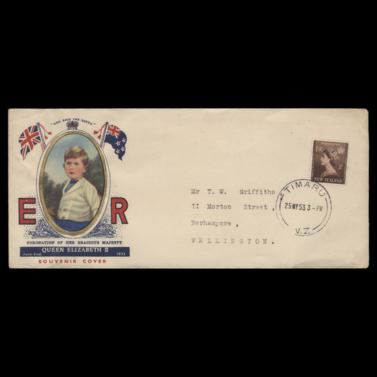 New Zealand 1953 Coronation first day cover, TIMARU