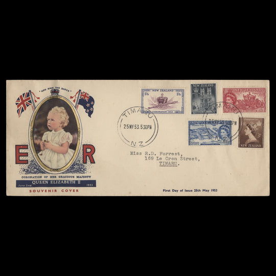 New Zealand 1953 Coronation first day cover, TIMARU