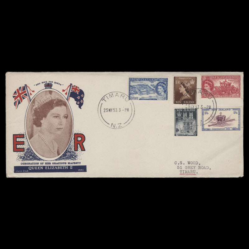 New Zealand 1953 Coronation first day cover, TIMARU