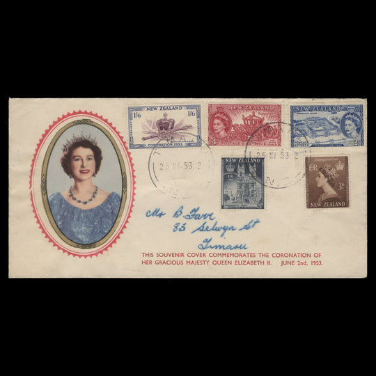 New Zealand 1953 Coronation first day cover, TIMARU