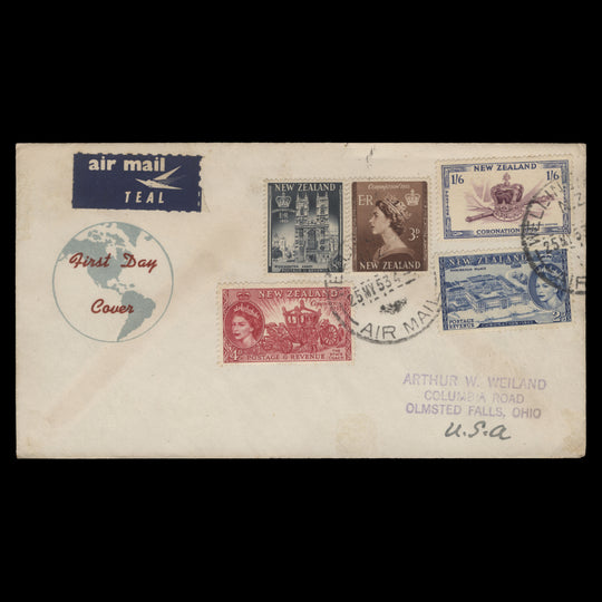 New Zealand 1953 Coronation first day cover, WELLINGTON CI