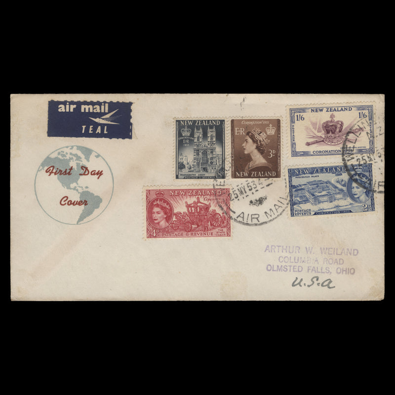 New Zealand 1953 Coronation first day cover, WELLINGTON CI