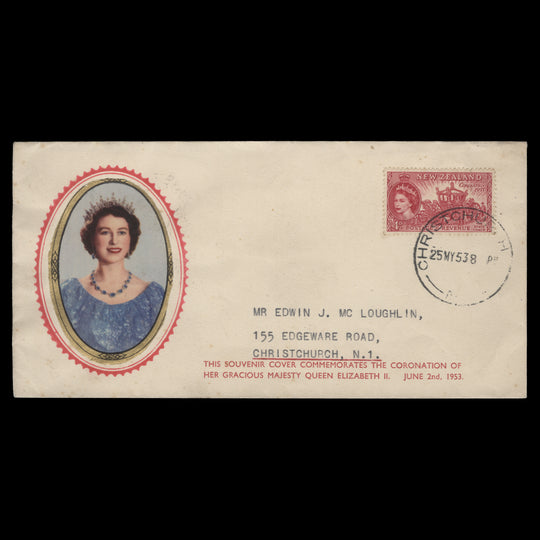 New Zealand 1953 (FDC) 4d Coronation, CHRISTCHURCH