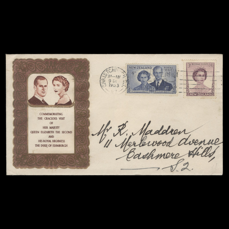 New Zealand 1953 Royal Visit first day cover, CHRISTCHURCH CI