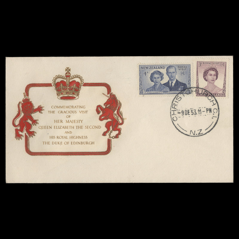 New Zealand 1953 Royal Visit first day cover, CHRISTCHURCH CI