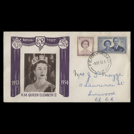New Zealand 1953 Royal Visit first day cover, FERRY ROAD