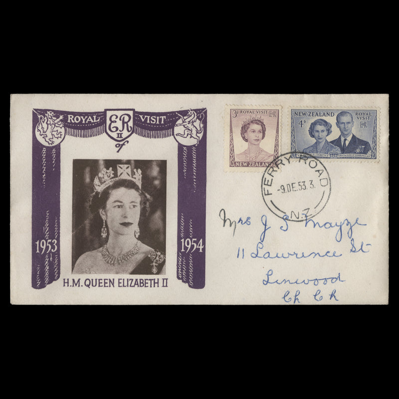 New Zealand 1953 Royal Visit first day cover, FERRY ROAD