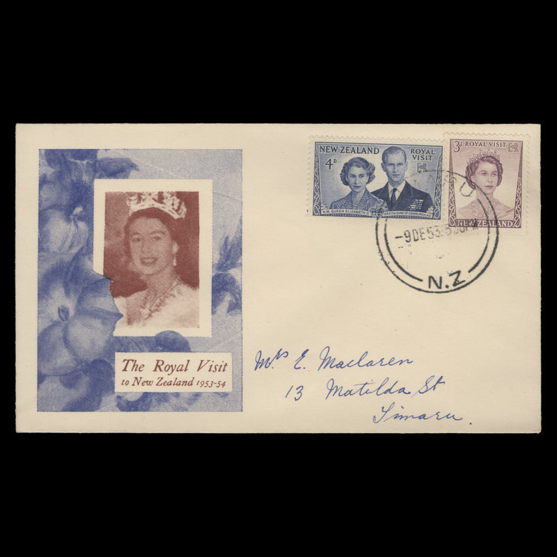 New Zealand 1953 Royal Visit first day cover, TIMARU