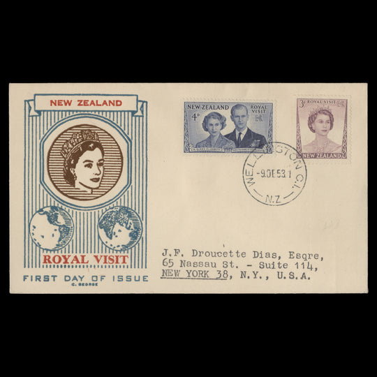 New Zealand 1953 Royal Visit first day cover, WELLINGTON CI