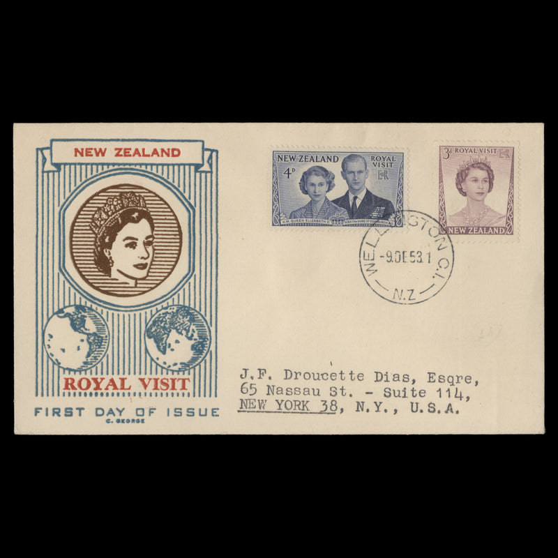 New Zealand 1953 Royal Visit first day cover, WELLINGTON CI