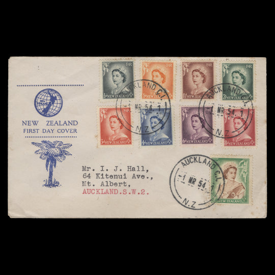 New Zealand 1954 Definitives first day cover, AUCKLAND CI