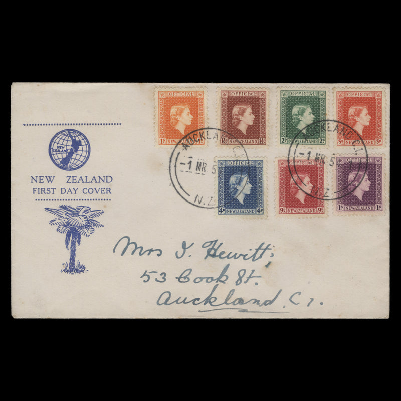 New Zealand 1954 Officials first day cover, AUCKLAND CI