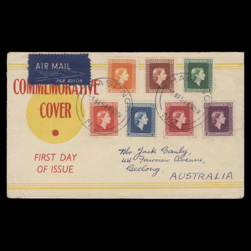 New Zealand 1954 Officials first day cover, HASTINGS