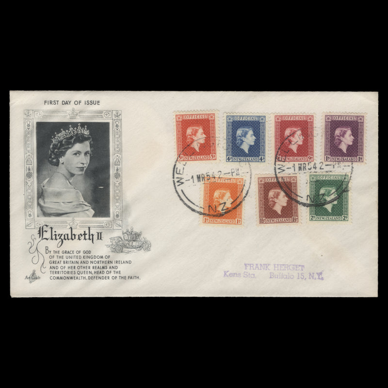 New Zealand 1954 Officials first day cover, WELLINGTON CI