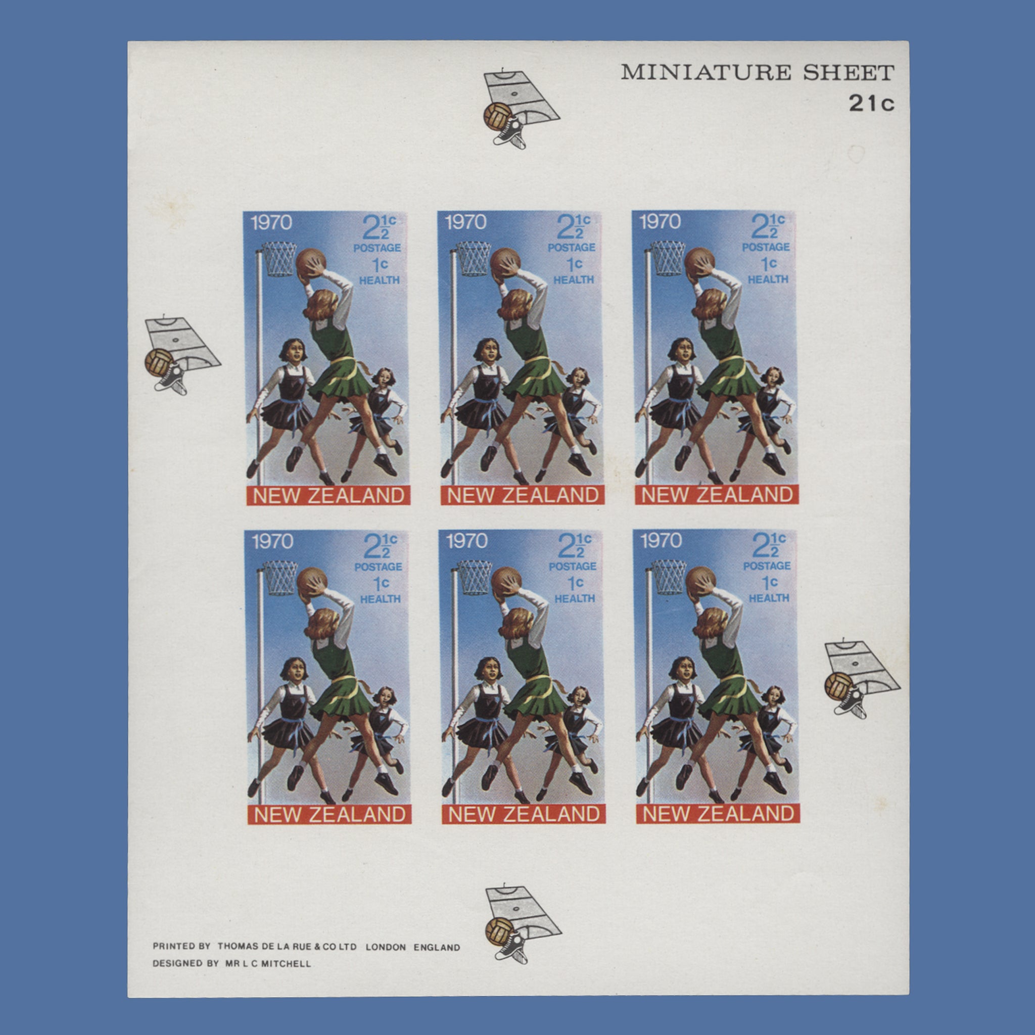 New Zealand 1970 Netball/Children Playing Sports imperf proof miniatur ...