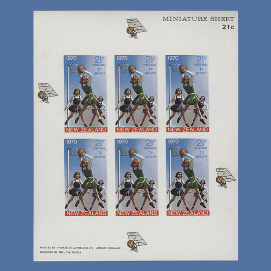 New Zealand 1970 Netball/Children Playing Sports imperf proof miniature sheet