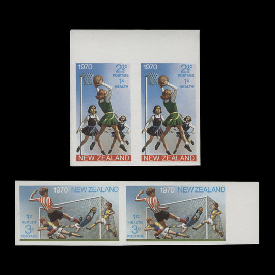 New Zealand 1970 (Variety) Children Playing Sports imperforate proof pairs