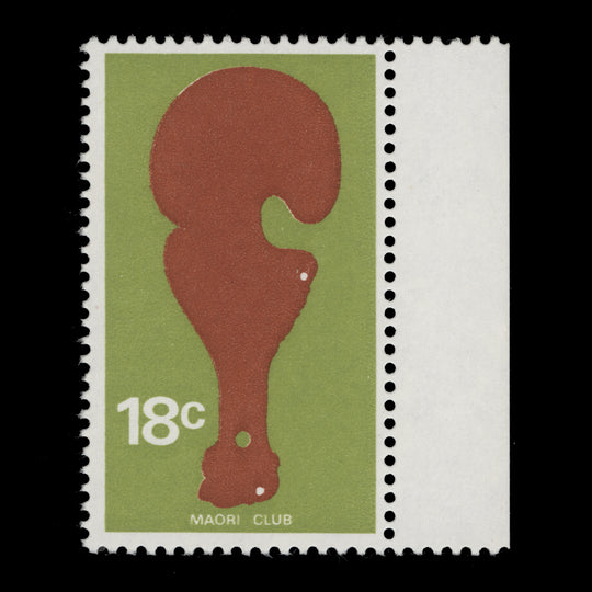 New Zealand 1974 (Variety) 18c Maori Club missing black