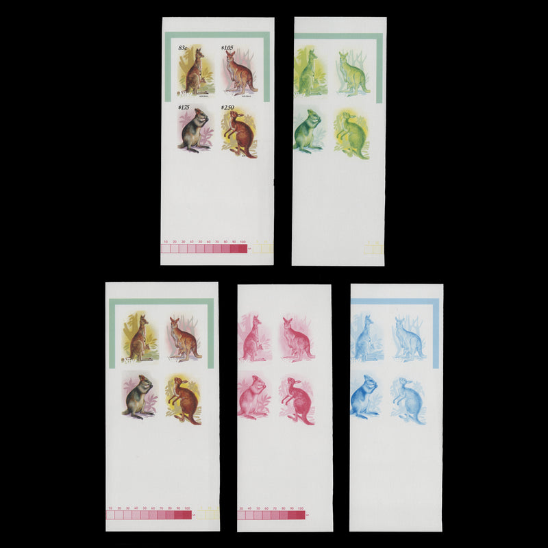 Niue 1984 Kangaroos/Stamp Exhibition, Melbourne miniature sheet progressive proofs