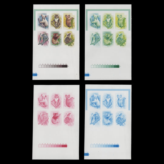 Niue 1984 Koalas/Stamp Exhibition, Melbourne miniature sheet progressive proofs