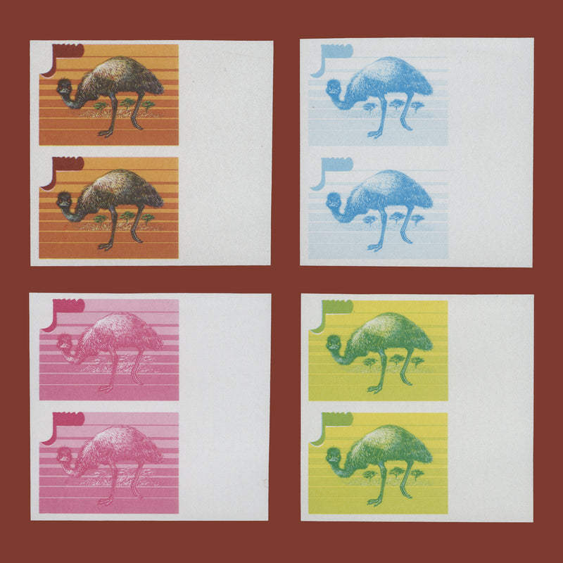 Niue 1986 Emu/Stamp Exhibition, London progressive proof pairs