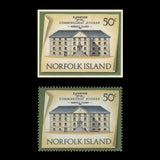 Norfolk Island 1973 Commissariat Stores imperf proof on presentation card