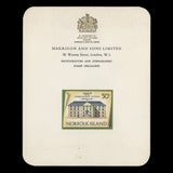 Norfolk Island 1973 Commissariat Stores imperf proof on presentation card