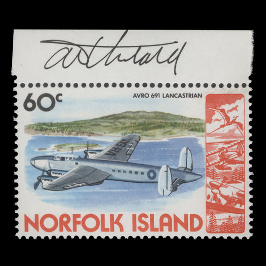 Norfolk Island 1981 (MNH) 60c Avro 691 Lancastrian signed by designer
