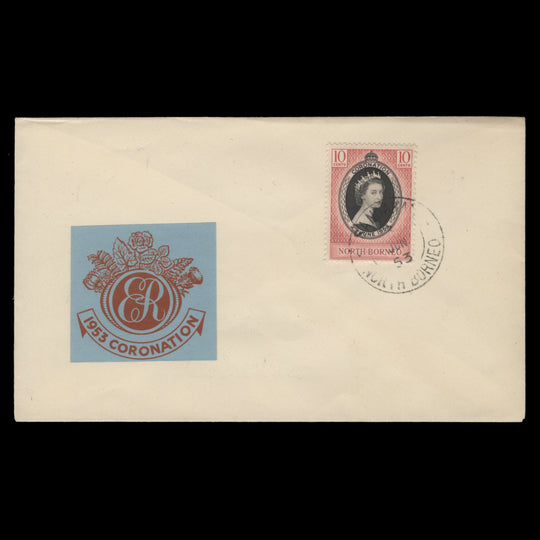 North Borneo 1953 (FDC) 10c Coronation, SANDAKAN