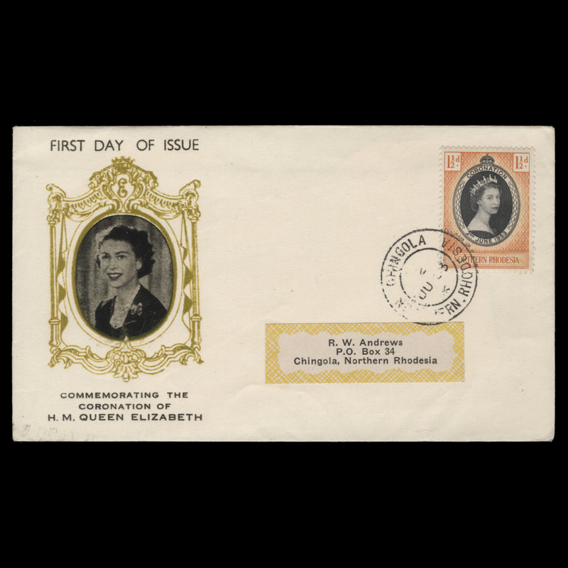 Northern Rhodesia 1953 Coronation first day cover, CHINGOLA