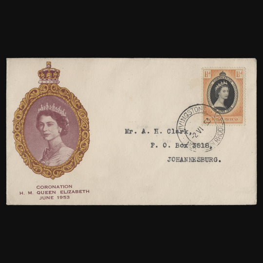 Northern Rhodesia 1953 Coronation first day cover, LIVINGSTONE