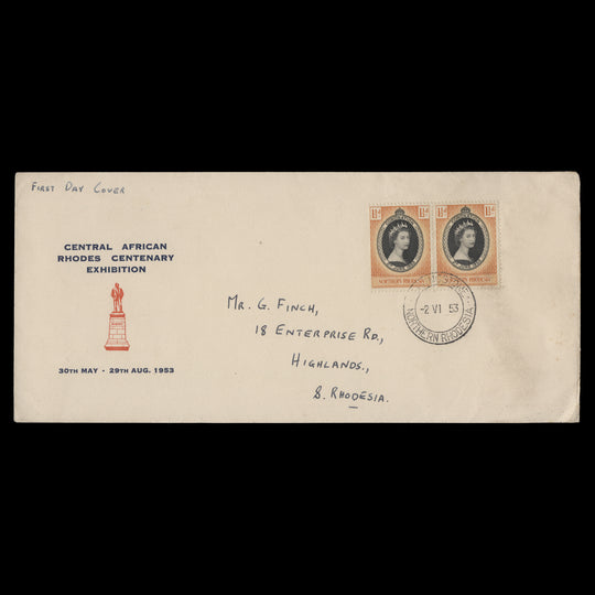 Northern Rhodesia 1953 Coronation first day cover, LIVINGSTONE