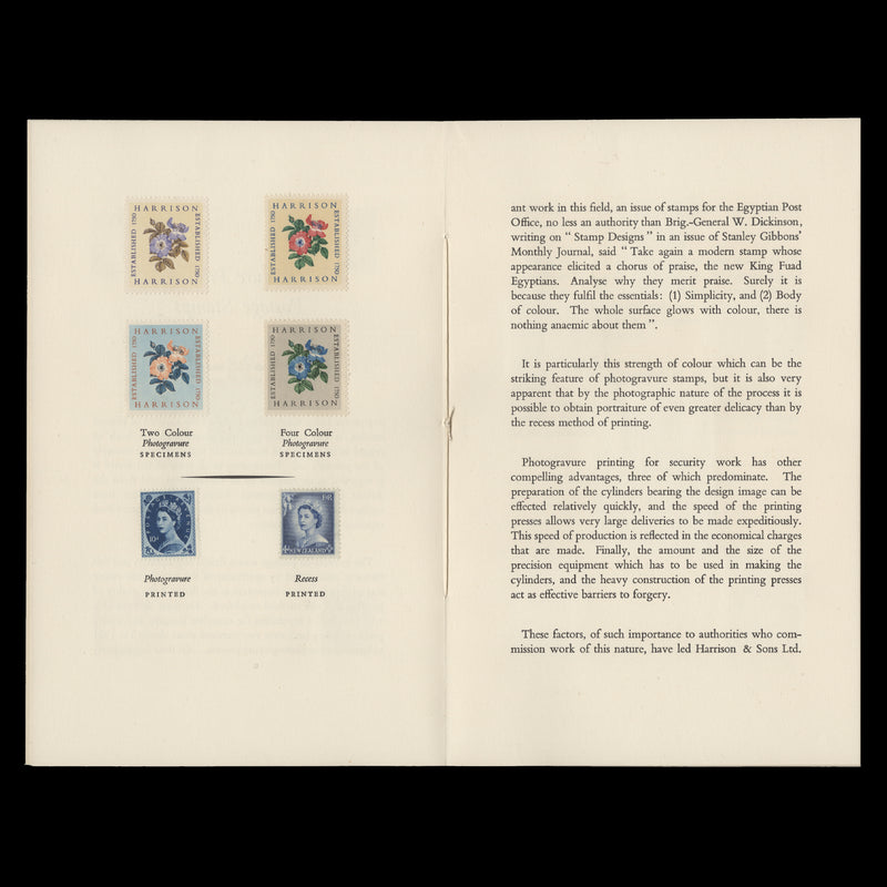 Omnibus 1954 Photogravure Printing of Postage Stamps presentation folder
