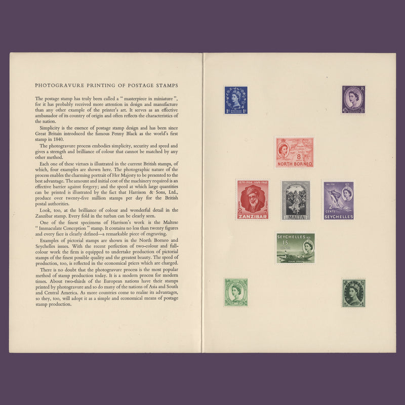 Omnibus 1954 Postage Stamps Printed in Photogravure presentation folder