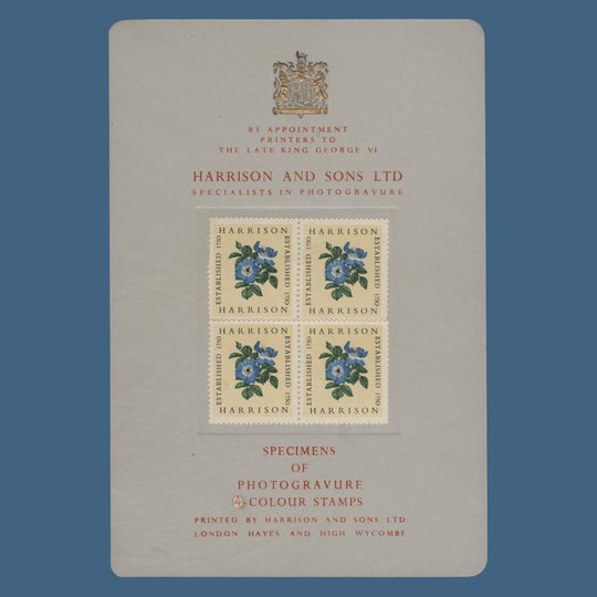Omnibus 1954 Specimens of Photogravure 4-Colour Stamps presentation card