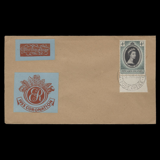 Pitcairn Islands 1953 (FDC) 4d Coronation