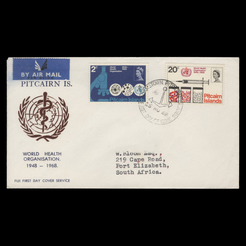 Pitcairn Islands 1968 WHO Anniversary first day cover