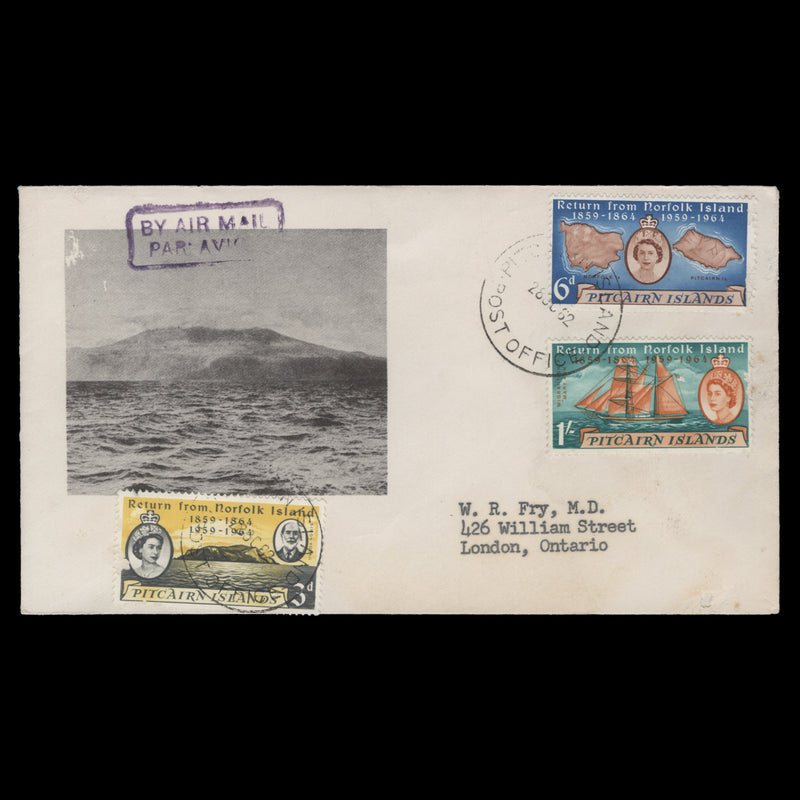Pitcairn Islands 1961 Return From Norfolk Island first day cover