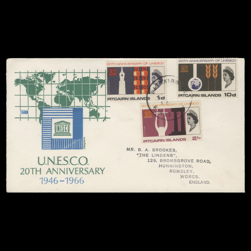 Pitcairn Islands 1966 UNESCO Anniversary first day cover