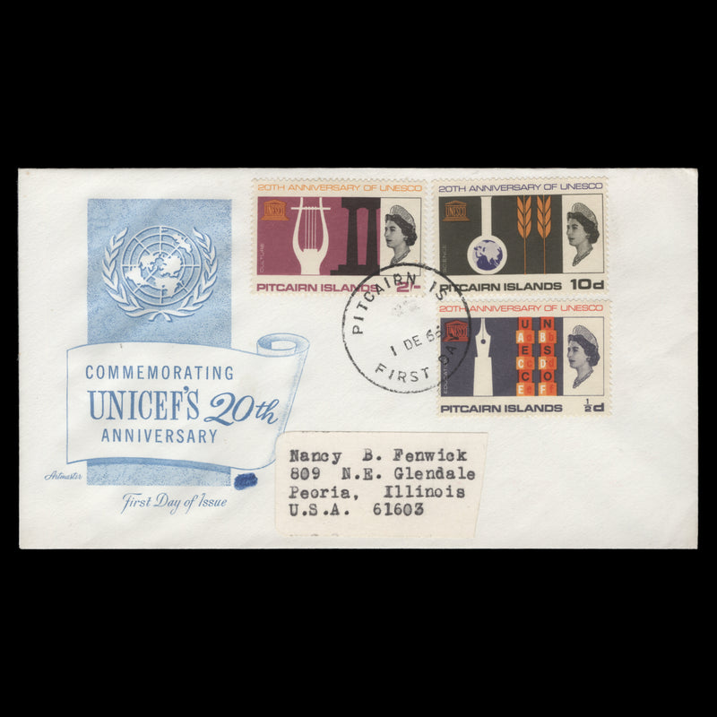 Pitcairn Islands 1966 UNESCO Anniversary first day cover