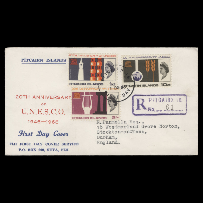 Pitcairn Islands 1966 UNESCO Anniversary first day cover