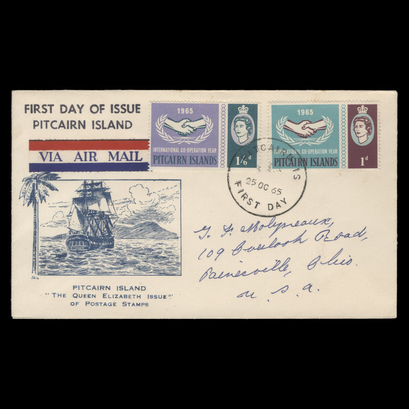 Pitcairn Islands 1965 International Cooperation Year first day cover