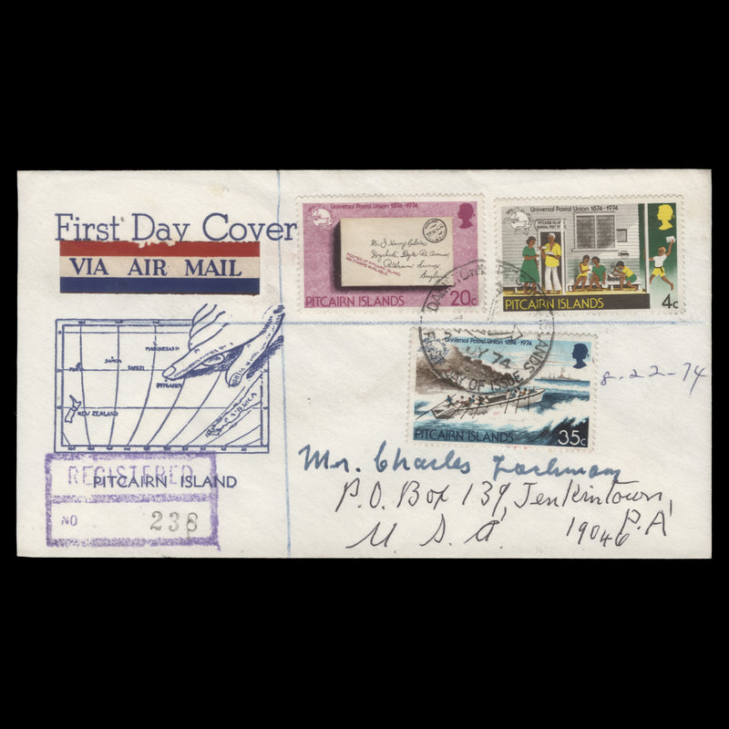 Pitcairn Islands 1974 UPU Centenary first day cover